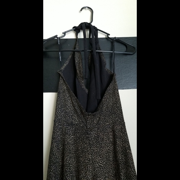 Glitter Halter Plunging Evening Gown - Picture 11 of 16